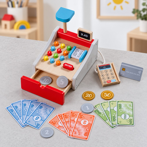 Wooden cash register shop - cash,