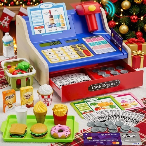 Wooden cash register for - wooden,