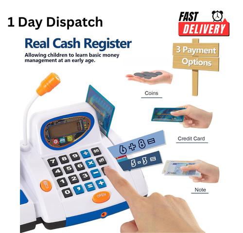 Kids cash register toy scanner - register,